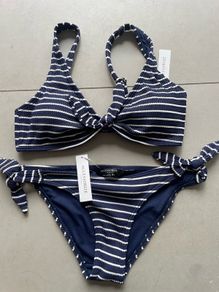 bikini two piece swim suit bathing suit blue stripe by Accessories size 12 new