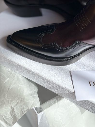 NEW Christian Dior West Boot Black/Burgundy Leather