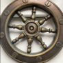 Vintage Brass Effect Steeting Wheel Display Set Image 2