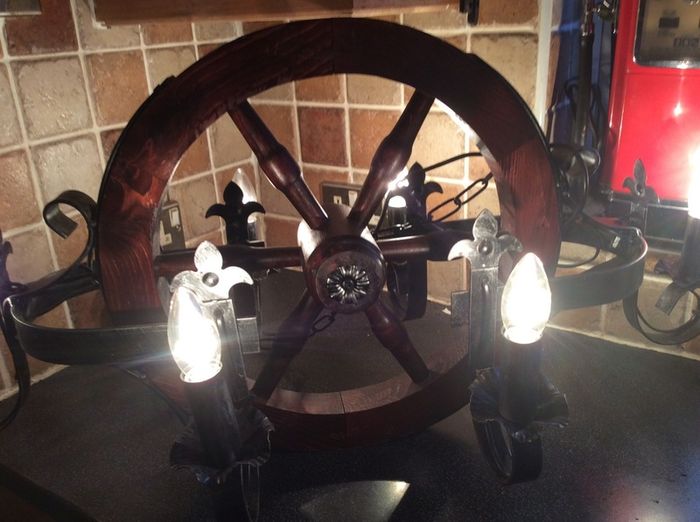 Vintage Cartwheel Gothic Style Chandelier