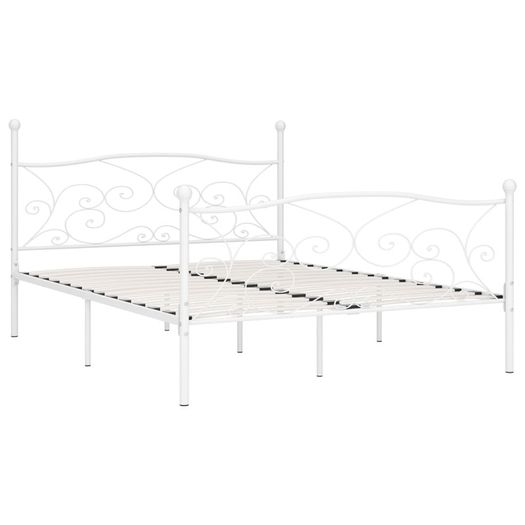 Bed Frame with Slatted Base White Metal 200x200 cm