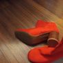 M&S Red  Ankle Boots.  S.7 Image 3