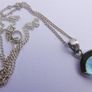 Vintage Sterling Silver Blue Cut Crystal Pendant Necklace And Earrings  Length 18,5" - 4,78g Image 9