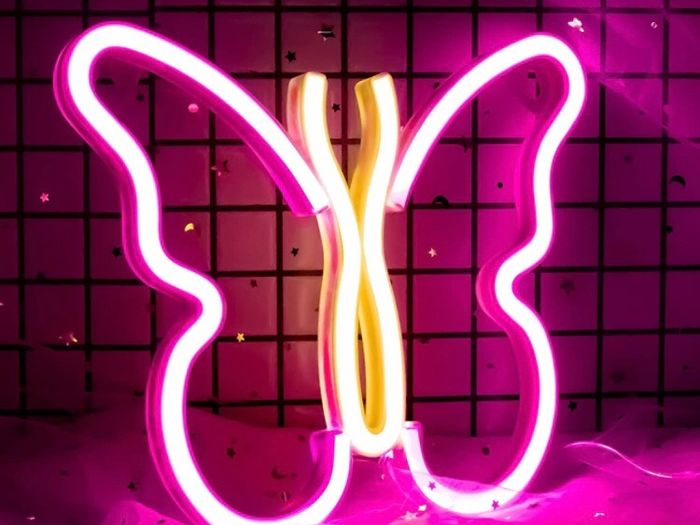 Butterfly Neon Signs Lights for Bedroom Wall Decor, USB or Battery LED Neon Night Light Wall Decoration, Aesthetic Room Decor for Girls, Kids, Living Room, Bar, Dorm, Men Cave (MULTIPLE COLOURS)