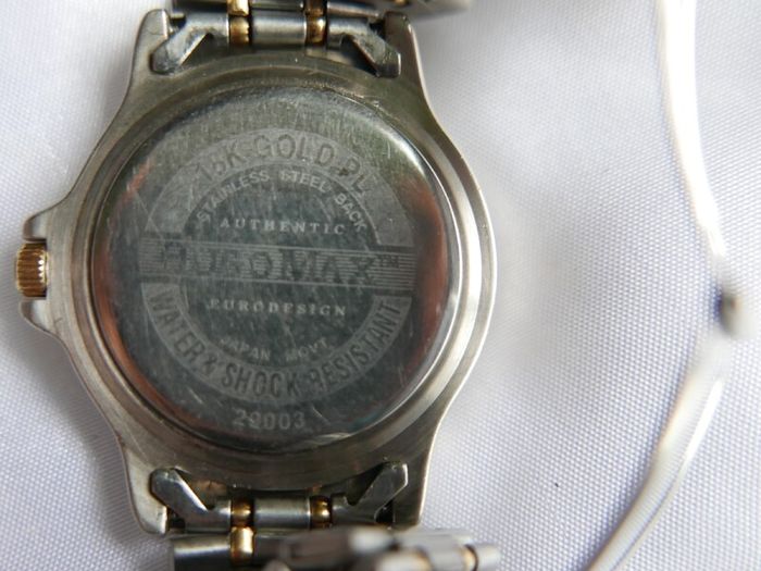 Hugo Maxx  Euro Design 18K Plated Diver Analog Quartz Watch New Battery