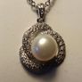 Bargain.Sterling Silver Cultured Pearl and Natural Zircon Pendant and Earrings Set Image 7