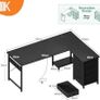 Corner Desk with Drawers, Reversible L Shaped with USB Charging Port Image 2