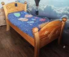 Rare Solid Wood Space Kid Bedroom Set Bed & Wardrobe