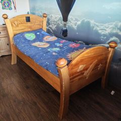 Rare Solid Wood Space Kid Bedroom Set Bed & Wardrobe