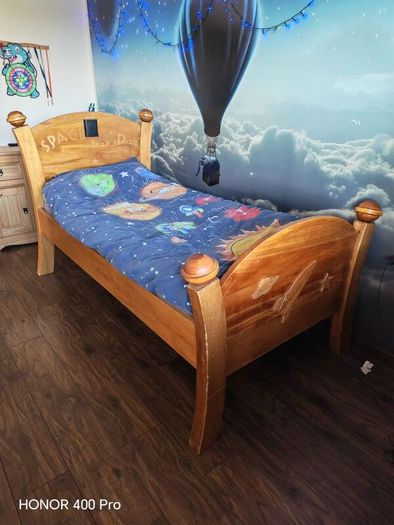 Rare Solid Wood Space Kid Bedroom Set Bed & Wardrobe