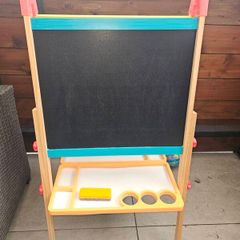 Kids Wooden Double Sided Easel Chalkboard and Whiteboard