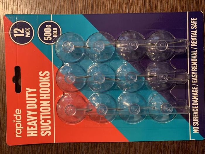 Rapide Heavy Duty Suction Hooks 12 Pack 500g Hold - New Sealed