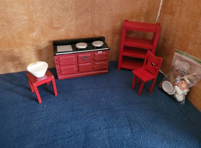 Dolls house furniture - Kitchen red
