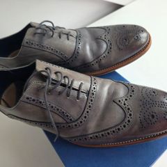 Barker Mens Grey Hand Painted Shoes Size 10.5 F Eu 44.5