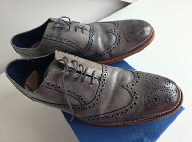 Barker Mens Grey Hand Painted Shoes Size 10.5 F Eu 44.5