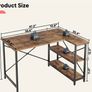 L Shaped Desk Small Corner Desk with Shelves 120CM Reversible Computer Desk Writing Table with Bookshelf for Home Office Small Space (FREE POSTAGE) Image 6