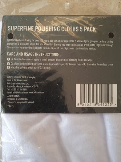 Simoniz 5 pack of polishing cloths
