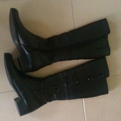 Real leather black boots, size 40, brand new