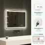 Bluetooth-Bathroom-Mirror-with-LED-Lights 700x500mm, LED-Bathroom-Mirror with Defogging Mat, 3000K-6500K, Dimmable, Memory, HD Tempered Glass, IP44 Waterproof, Image 2