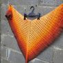 Handmade crochet triangle shawl wrap. Orange brown  gradient ombre lacy shawl Image 9