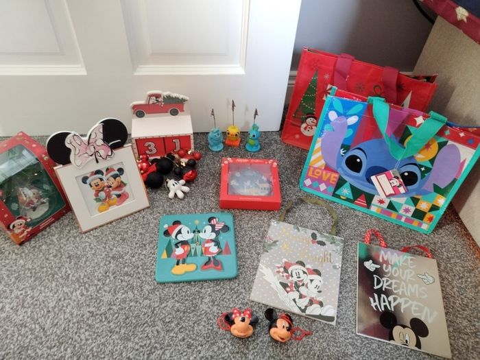 Box Of New as New Disney Christmas Ornaments and Gifts