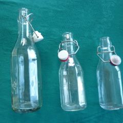 Bottles with swing top lids
