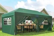 3 x 6m Pop-Up Gazebo, with Curtain Walls and Windows Dark Green