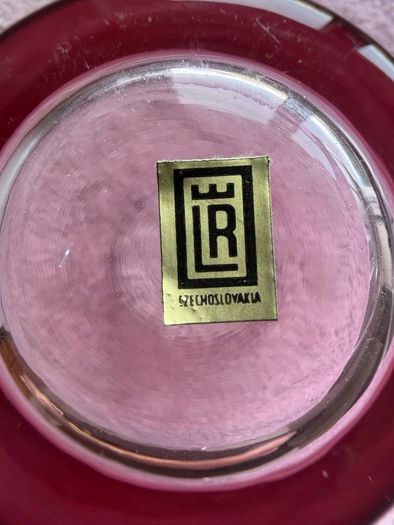 Vintage 1980's Bohemia Henry Marchant Pink Glass High Ball Set