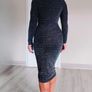 Black sparkle, Ruched front midi dress, size XS Image 2