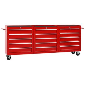 Tool Trolley with 15 Drawers Steel Red (147175+2x147176)