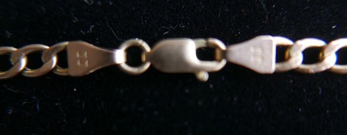 Vintage Solid Gold Curb Link Necklace in 9Ct Gold 375 - 18,5 inch  -  5,35g