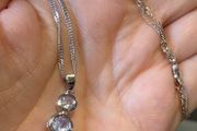 Sterling silver triple drop earrings and pendant necklace set  New