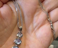 Sterling silver triple drop earrings and pendant necklace set  New