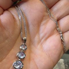Sterling silver triple drop earrings and pendant necklace set  New