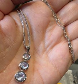 Sterling silver triple drop earrings and pendant necklace set  New