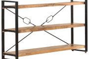 3-Tier Bookcase 140x30x80 cm Solid Acacia Wood