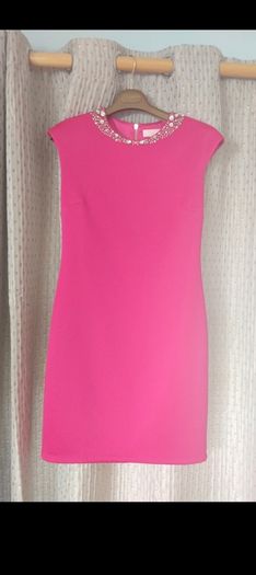Ted Baker Pink Jewelled Neckline Dress Size 3 (12)