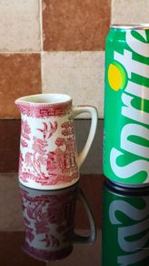 Beautiful Small Red/Pink Willow Pattern jug