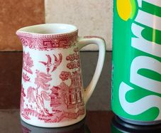 Beautiful Small Red/Pink Willow Pattern jug