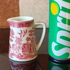 Beautiful Small Red/Pink Willow Pattern jug