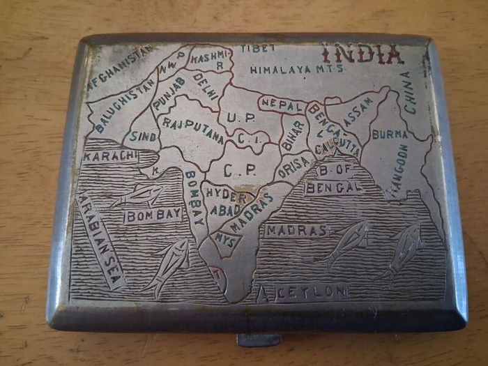 Raj Era 1920s dual sided cigarette case india taj mahal