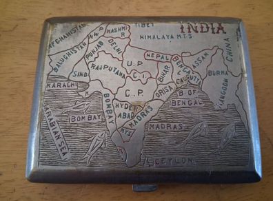 Raj Era 1920s dual sided cigarette case india taj mahal