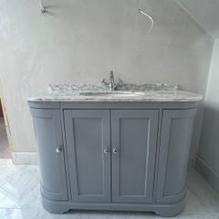 1200mm Luxury Single Sink Bathroom Light Grey & Carrara Marble