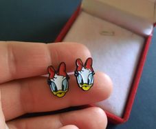 Disney Daisy Duck Enamel Stud Earrings - Vintage Style