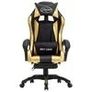 Racing Chair with Footrest Gold and Black Faux Leather Image 2