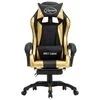 Racing Chair with Footrest Gold and Black Faux Leather
