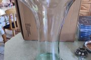 LARGE Vintage Blue/Green Vase With Deep Ruffled Flared Neck