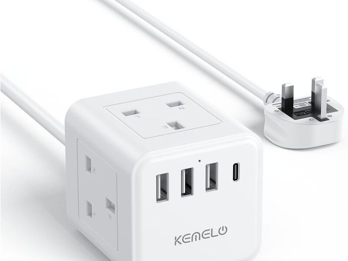3M Cube Extension Lead with USB, 4 Way (13A/3250W) Plug Extension Socket with 3 USB A & 1 USB C, Child Safety Extension Cord,Black Cube Power Strip for Home Desk Office
