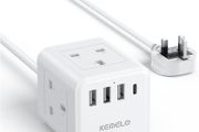3M Cube Extension Lead with USB, 4 Way (13A/3250W) Plug Extension Socket with 3 USB A &amp; 1 USB C, Child Safety Extension Cord,Black Cube Power Strip for Home Desk Office