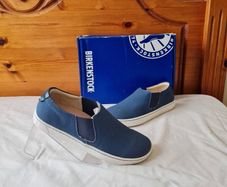 Birkingstock barrie slip ons Size 5 eu 38 blue canvas brand new boxed